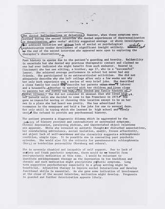 Photograph of page 2 of Roberta's psychiatric report.