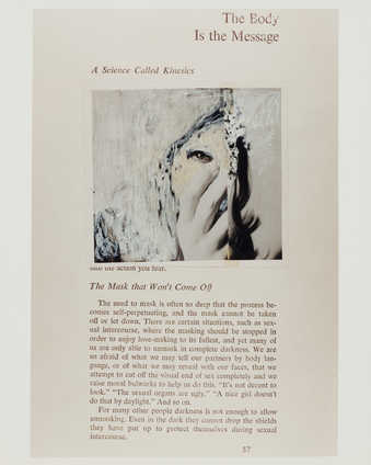 Image of Roberta with hand before face and text, "The Mask that Won't Come Off".