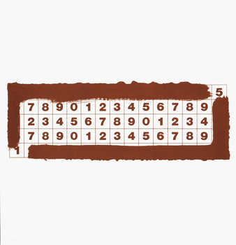 Variations of elements from a grid printed in brown ink