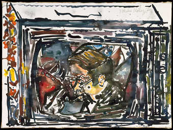 View of a television depicting a moment during the Watergate hearings