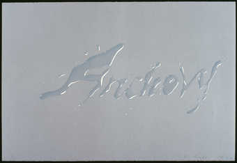 The word anchovy spelled using liquid letters on a grey background