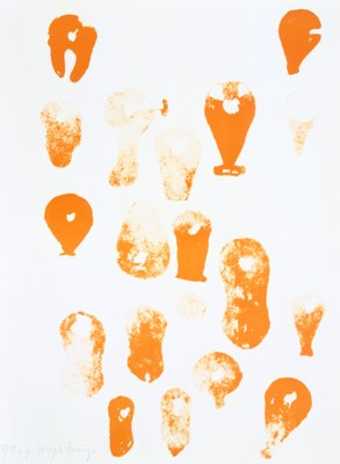 From Trace II, a portfolio of 9 lithographs (accession #92.250.1-.9). The single sheets have no...