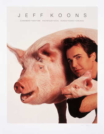 a portfolio of four offset lithographs with portraits of the artist posing with animals,...