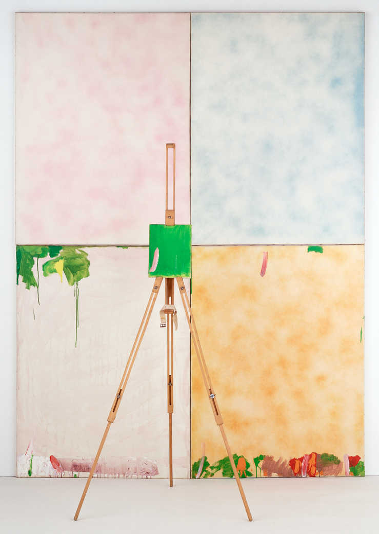 1.TL canvas pink and white cloud pattern  2.TR canvas blue and white cloud pattern. 3.LL canvas...