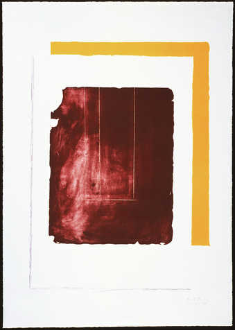 A lithograph from one stone and two aluminum plates printed in red, ochre, light purple