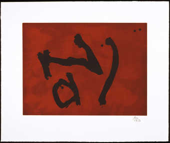 An aquatint from two plates (zinc and copper) printed in burnt sienna; lift ground etching and...