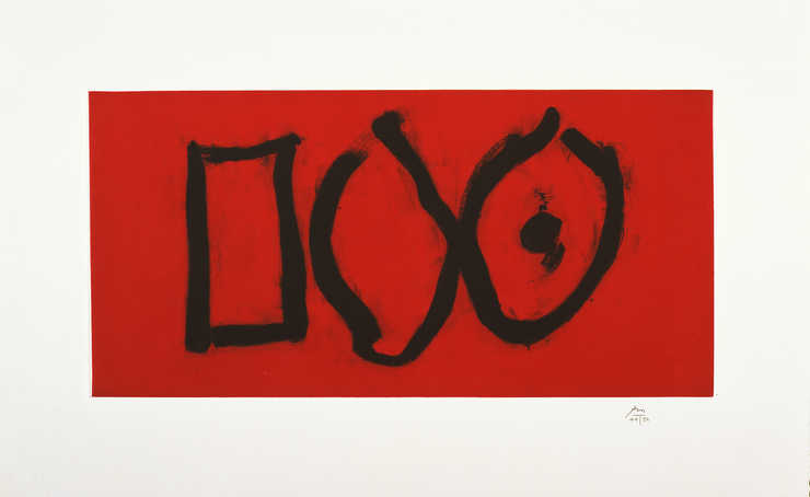 An aquatint from one copper plate printed in dark red; lift-ground etching and aquatint from one...