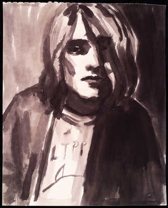 portrait of muscian, Kurt Cobain