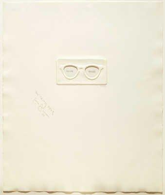 screenprint on acetate set into embossed paper