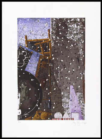 An image of a standing figure in front of a brick wall on right. Left, a semicircle containing a...