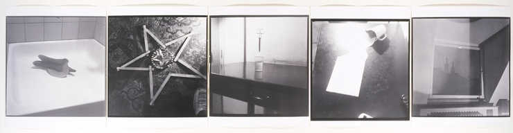 .1   spoon suspended on string between two glasses.2   pickle in a glass on floor.3   table with...