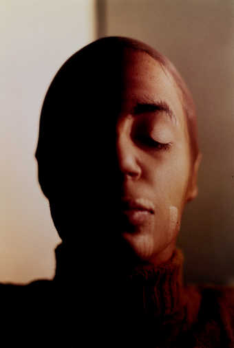 Self-portraits, documenting the artist wearing a stocking over her head and a wig.  Taken while...