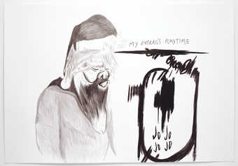 An image of a bearded man with his eyes closed and tongue out. Text "My entrail's...