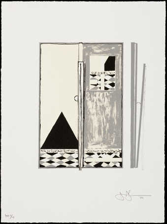 A three color lithograph produced for the project, Artists Coming Togehter, for whic a portfolio...