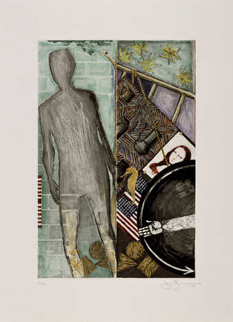 An image of the silhouette of a figure standing in front of a brick wall, L, on right an image of...