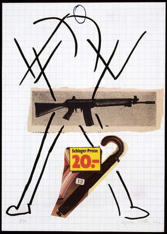 A combination hand drawn and photoreproduction image superimposed on a grid.  An image of a...