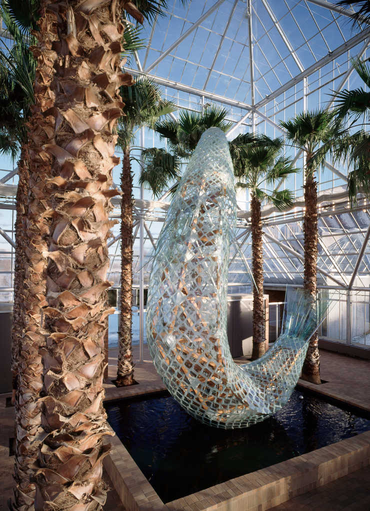 a large fish constructed of glass,