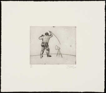 three black and white images of the artist