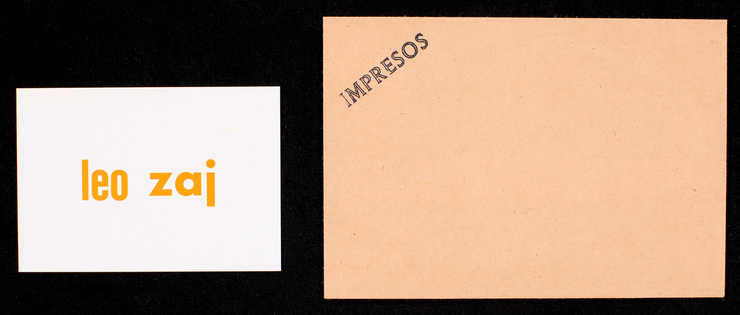 (.1) Brown envelope with blue rubber stamp on front "Impresos" on reverse "Juan...