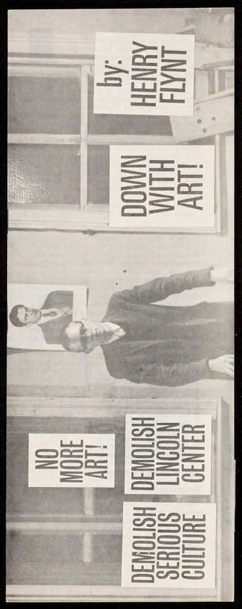 12 page booklet; black print on white paper; stapled.  Texts by Flynt & Vautier.