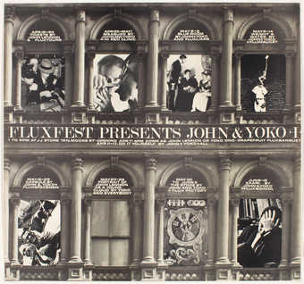 Offset  black on white glossy paper; poster designed by Maciunas for events at Joe Jones'...