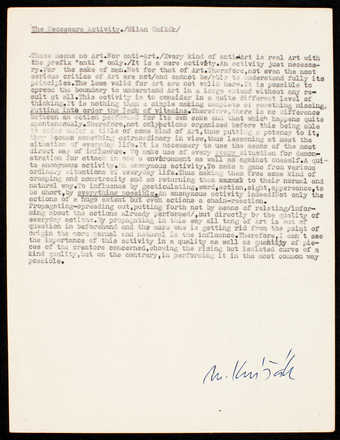 Black print on white paper.  An essay on "no art".