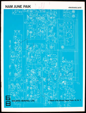 Exhibition catalogue for an exhibition April 17 - May 11, 1968. Handwritten message by Paik.
