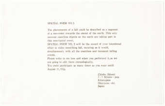 Black print on white tissue. An instruction sheet/invitation to participate in the event.