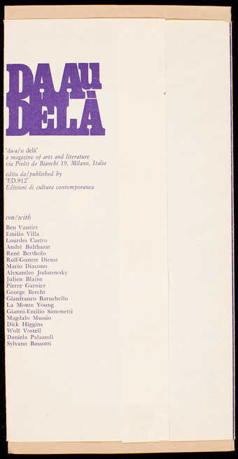 A "magazine of arts and literature."  (.1) Accordion-folded pages inside (.3) white...