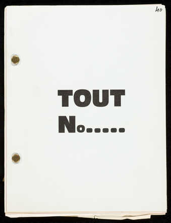 A paperback booklet with the pages held together by fasteners.  The text is in French.